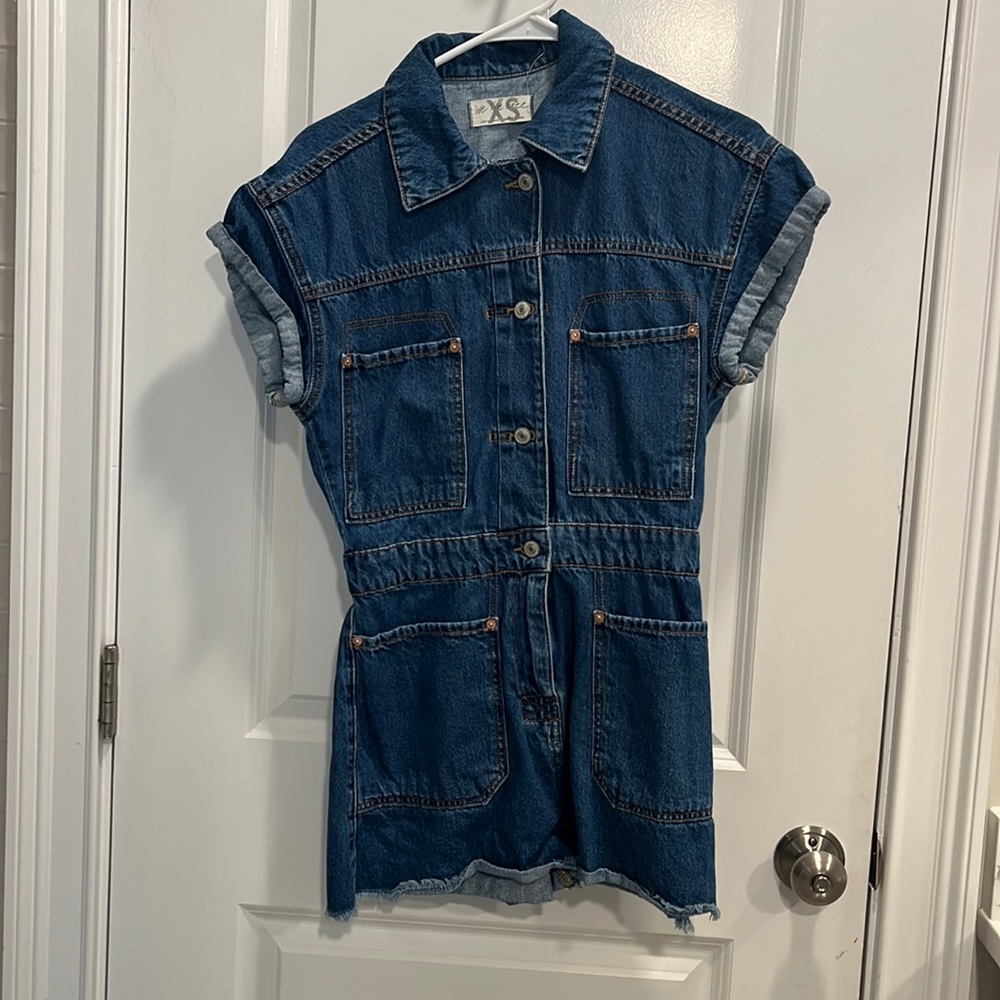 Free People denim romper